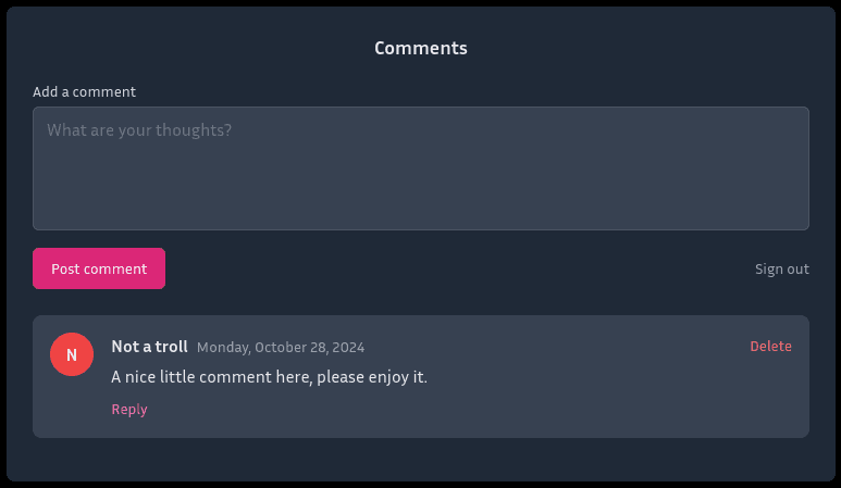An approved comment
