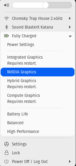 Pop OS Graphic Settings